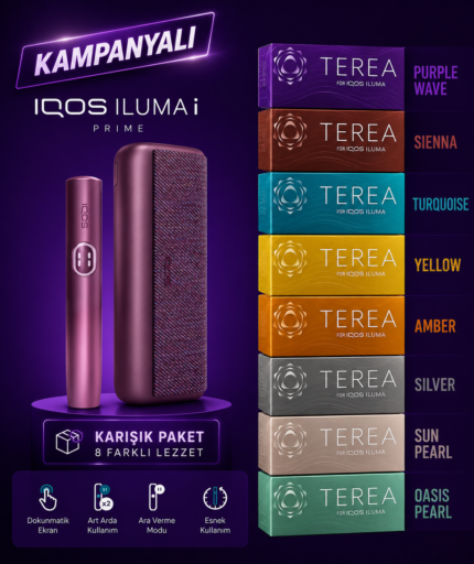 IQOS ILUMA i PRIME – Garnet Kırmızısı (ÖZEL RENK)+ Karışık TEREA 1 KARTON