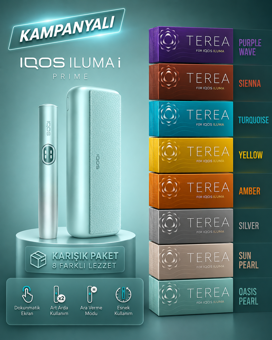 ChatGPT-Image-13-May-2026-04_18_21 IQOS ILUMA i PRIME – Breeze Blue & +KARIŞIK TEREA (1 KARTON) - Görsel 1